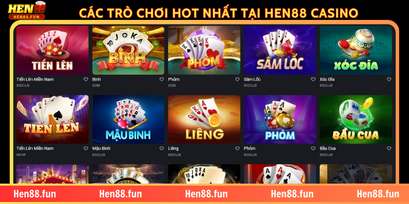 Hen88 Casino Hướng Dẫn Chơi & Top Game Đỉnh Không Thể Bỏ Lỡ 3 CÁC TRÒ CHƠI HOT NHẤT TẠI HEN88 CASINO